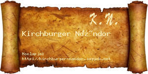 Kirchburger Nándor névjegykártya